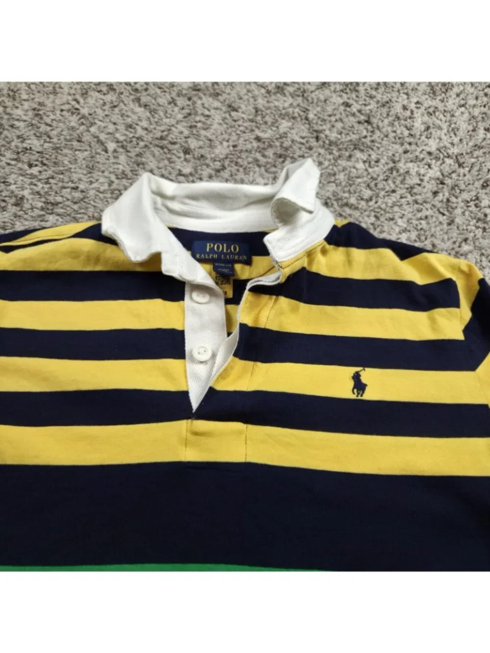 Polo Ralph Lauren Shirt Boys Medium 10-12 Striped Rugby Long Sleeve  Collared - Picture 4 of 7